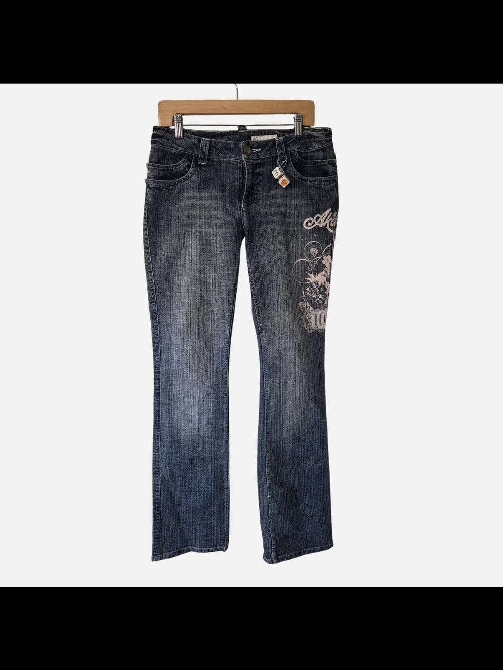Akademiks Dark Wash Bootcut Jeans with Pink Graphic